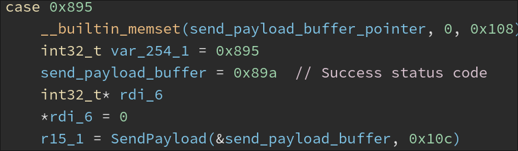 Code sending a 'Success' response to the C2 and polling for another command instantly